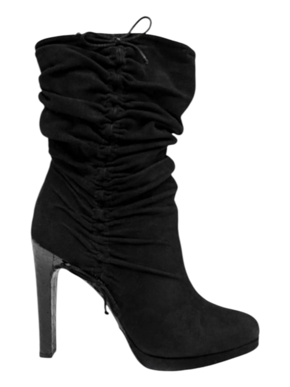 Vintage GUCCI TOM FORD FW 2004 Runway Black  Suede Python Heel Slouch Boots 37